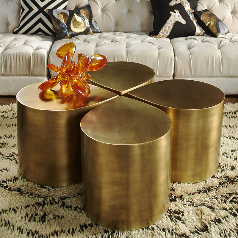 Petal Design Esthetic Luxury Coffee Table Set 4 Guld Side Borde til stue Moderne