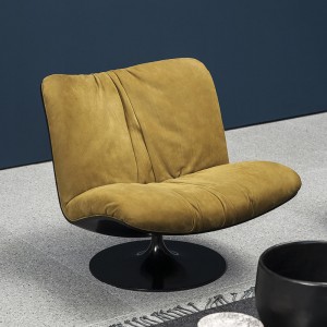 Italiensk Minimalistisk Luksus Designer Fiberglass Moderne Ægte Læder Lounge Swivel Accent Stol til stue