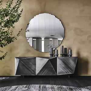 Italiensk moderne guld metal højglans skænk luksusbuffet kabinet til spisestue