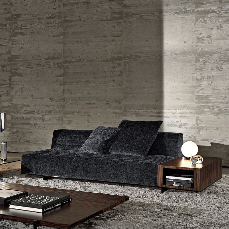 Italiensk Minotti Modern Black Cotton and Linen Sofa Fabric Sectional Set Furniture